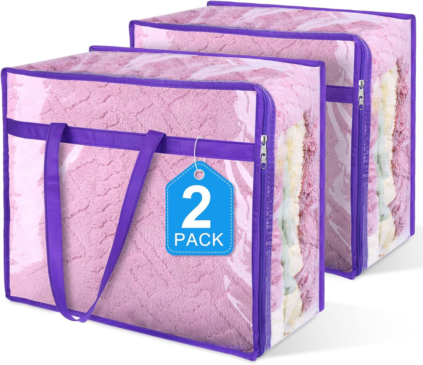 Budding Joy 6 Pack Clear Zippered Storage Bags for Clothes,40L Closet Organizers and Storage Containers Vinyl Moving Bag for Bedding, Linen, Blankets, Comforters, Clothing & Toys
