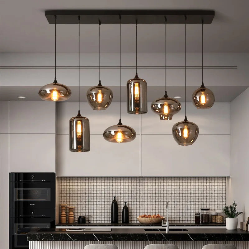Nordic Smoke Gray Glass Chandelier