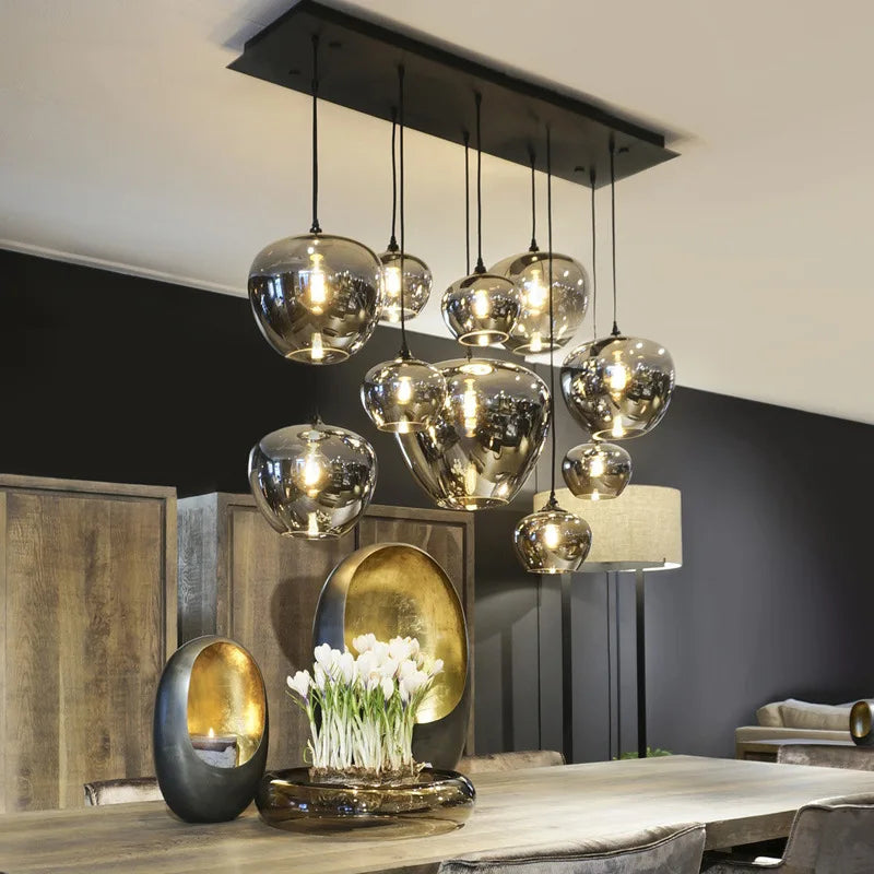 Nordic Smoke Gray Glass Chandelier