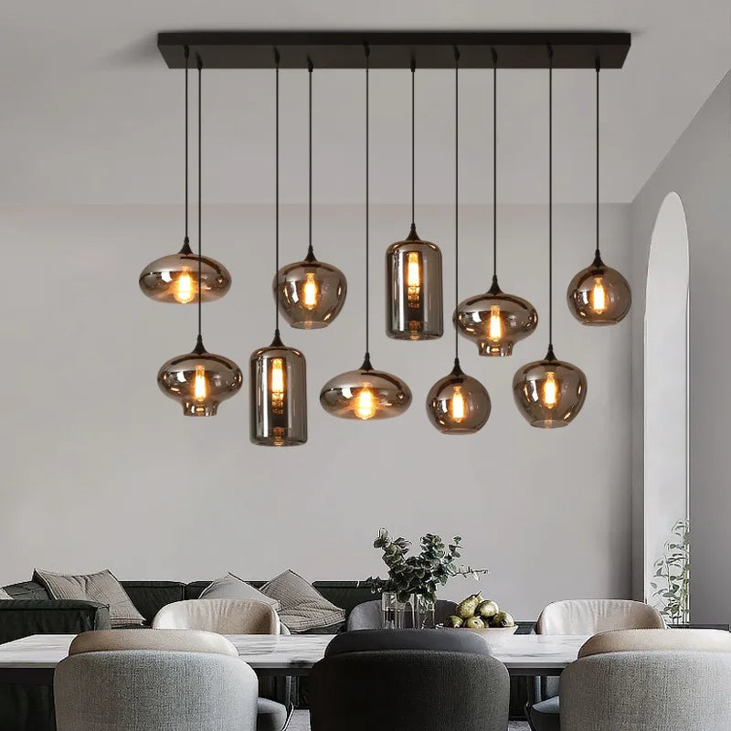 Nordic Smoke Gray Glass Chandelier