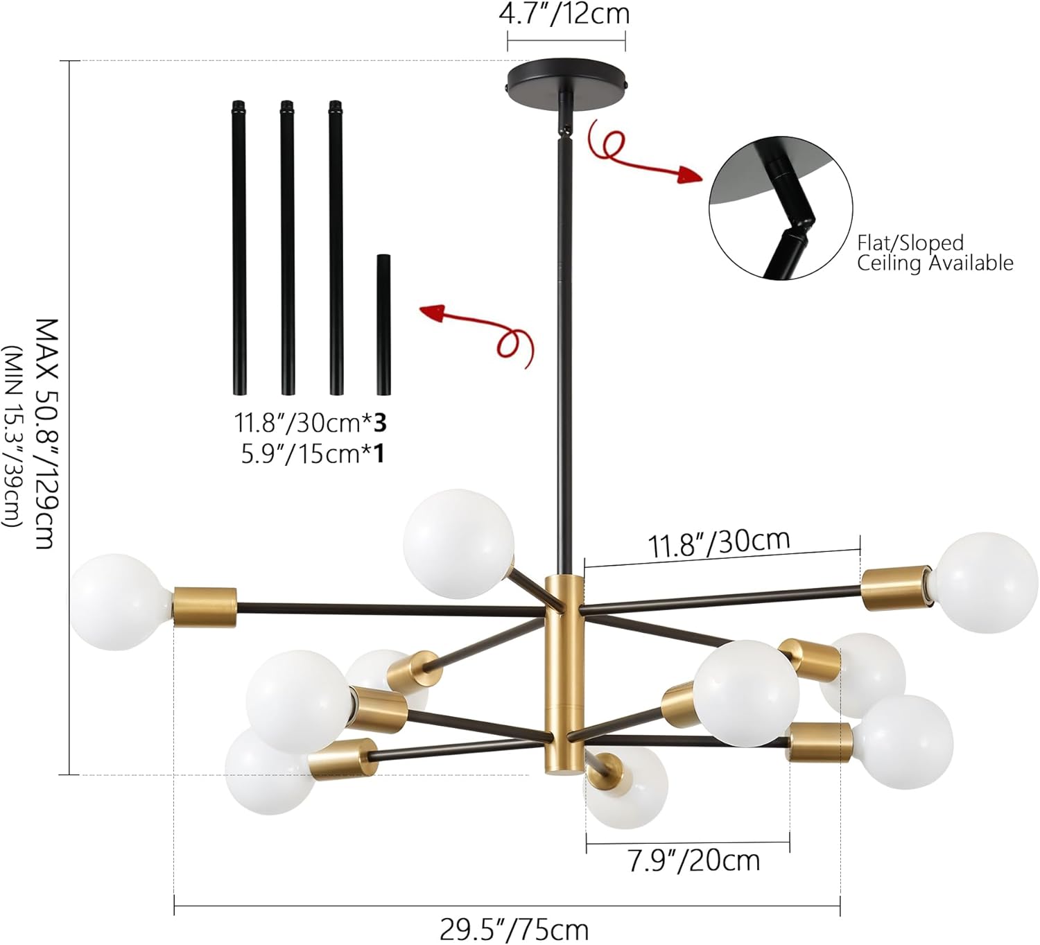 KAISITE Modern Chandelier Dining Room Light Fixture Over Table