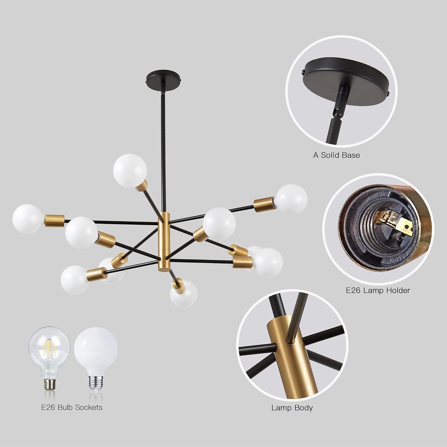 KAISITE Modern Chandelier Dining Room Light Fixture Over Table