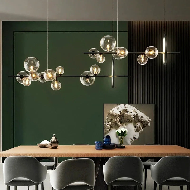 Modern Ring Glass Ball LED Chandelier Nordic