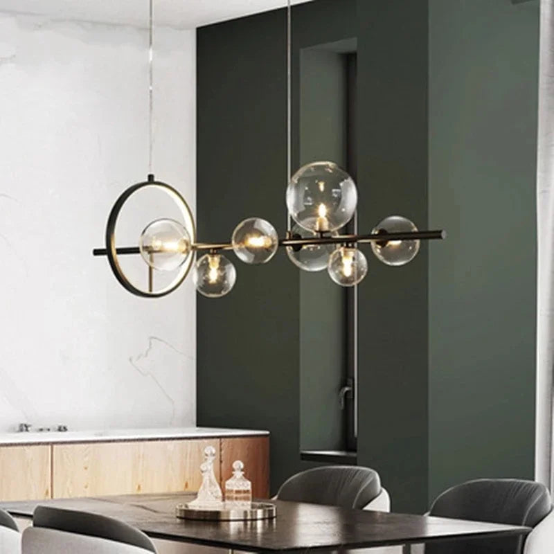 Modern Ring Glass Ball LED Chandelier Nordic