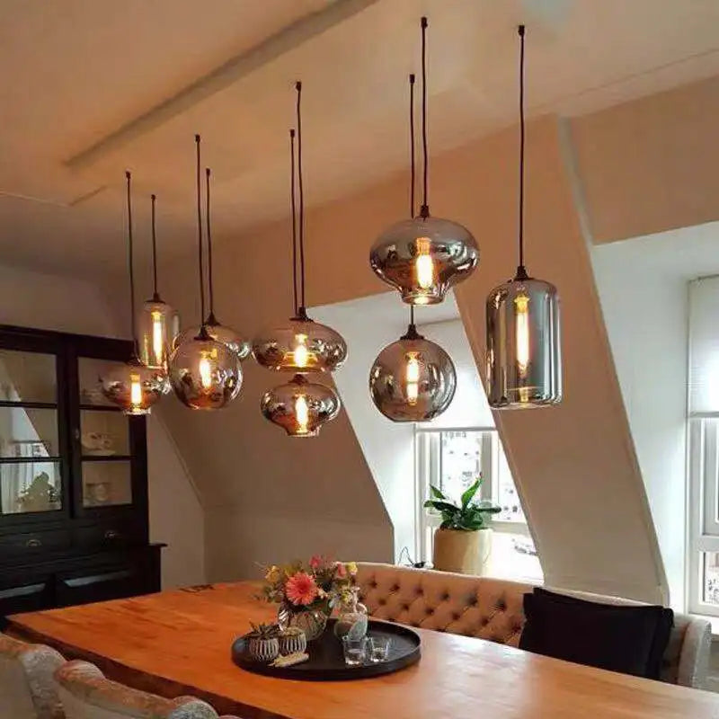 Postmodern Grey Glass Led Pendant Lights