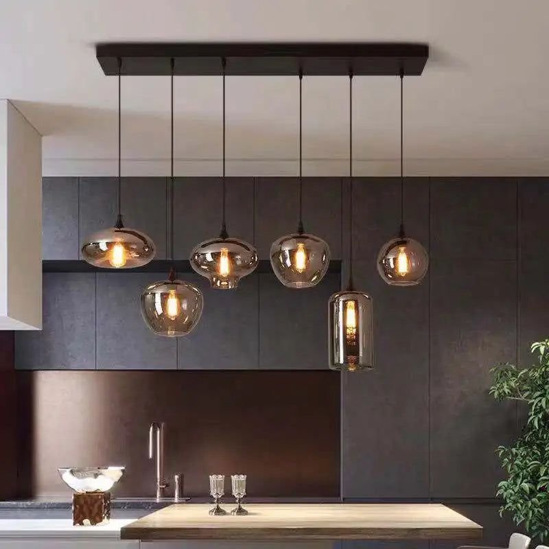 Postmodern Grey Glass Led Pendant Lights