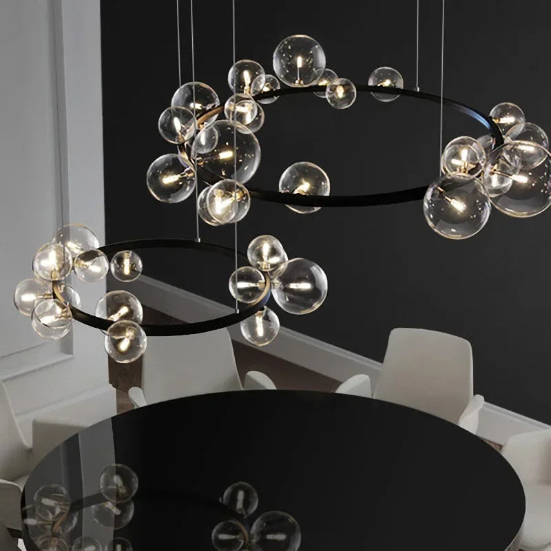 Modern Ring Glass Ball LED Chandelier Nordic