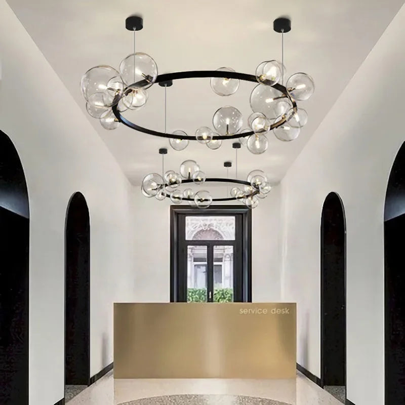 Modern Ring Glass Ball LED Chandelier Nordic