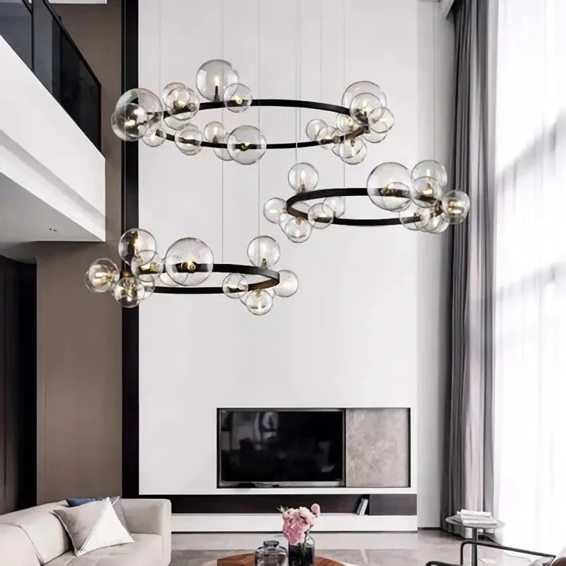 Modern Ring Glass Ball LED Chandelier Nordic