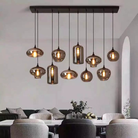 Postmodern Grey Glass Led Pendant Lights