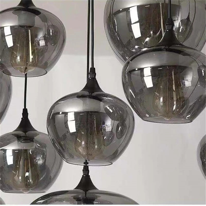 Postmodern Grey Glass Led Pendant Lights