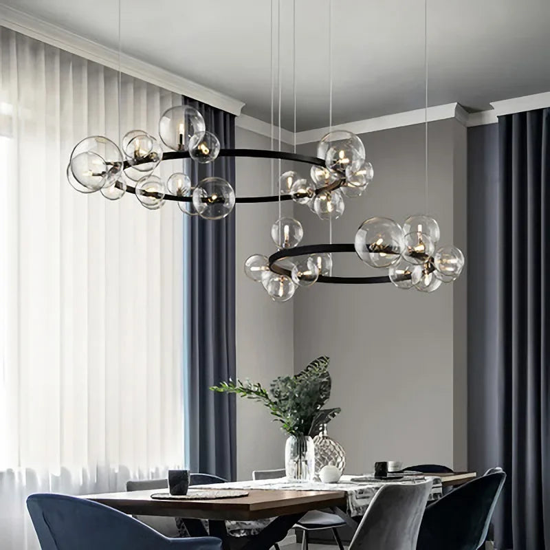 Modern Ring Glass Ball LED Chandelier Nordic