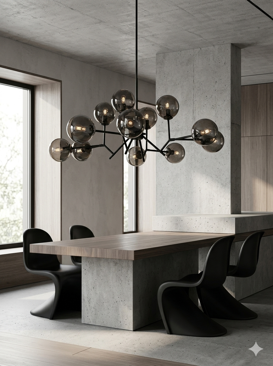 12-Light black globe chandelier